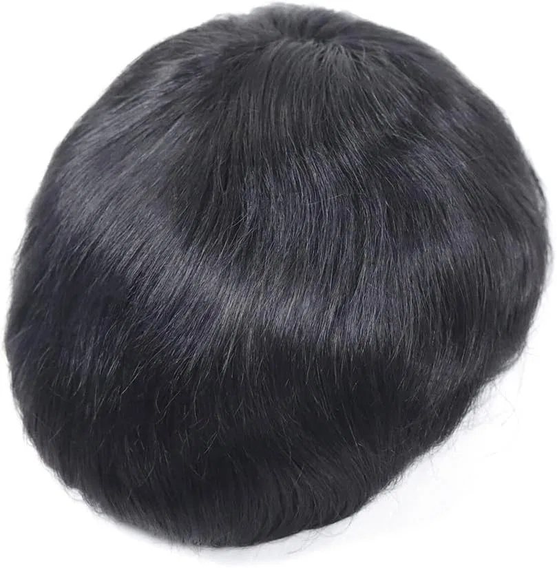 Парик мужской с человеческими волосами French Lace Center PU Around #1B Straight Hair System 8x10 CYAMIRLEX — фото 2