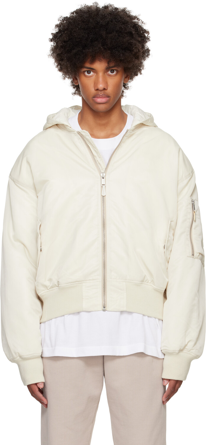 

Куртка-бомбер Off-White с капюшоном Entire Studios, слоновая кость