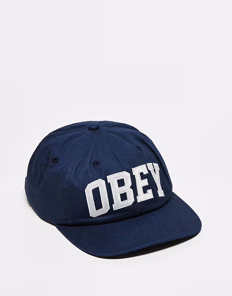 

Кепка Obey subscribe collegiate с 6 панелями и логотипом на ремешках в темно-синем цвете