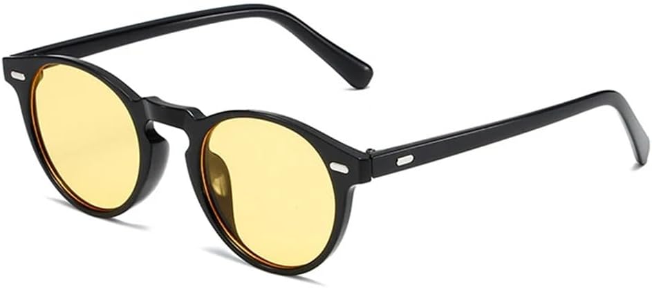 

Маленькие круглые панк-солнцезащитные очки для женщин с заклепками, прозрачные, градиентные, UV400, для мужчин, для занятий спортом на открытом воздухе, бега и езды UYPTK, Black Yellow