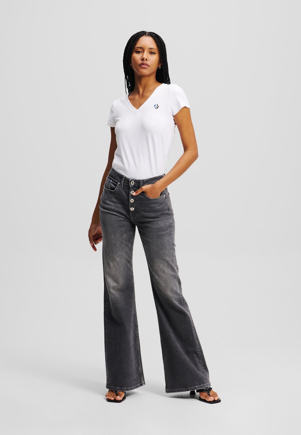 

Расклешенные джинсы HIGH-RISE BUTTON-FLY Karl Lagerfeld Jeans, деним