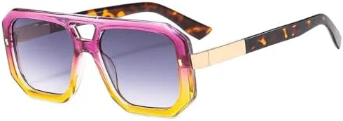 

Ретро-солнцезащитные очки с двойной перемычкой, модель 2027 года, для женщин и мужчин, модные, с цветной оправой, защита от ультрафиолета UV400 MTZJH, Purple Tea Grey