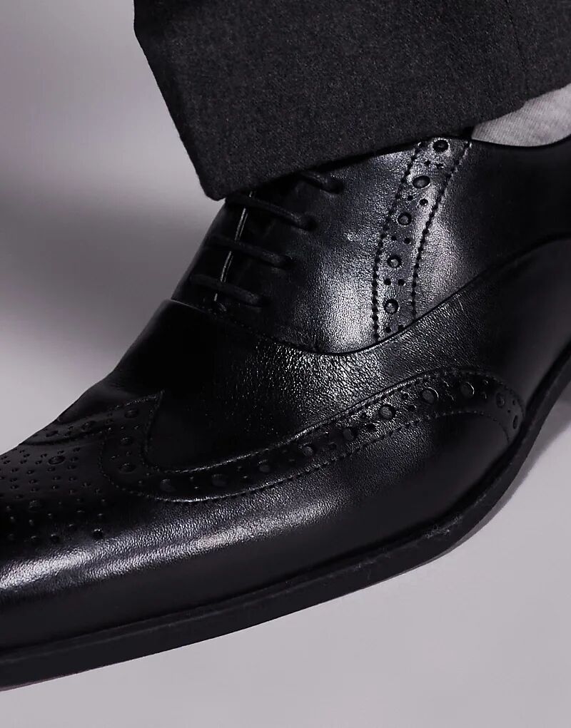 Туфли дерби Schuh Row со шнуровкой и брогированием из черной кожи — фото 2
