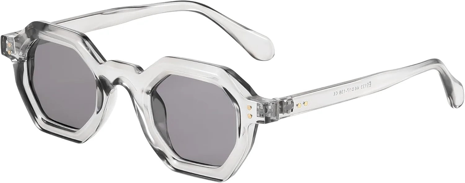 

Женские солнцезащитные очки FEISEDY Octagon с толстой оправой – модные прямоугольные солнцезащитные очки – защита от УФ-излучения UV400 летом, 002 - Grey