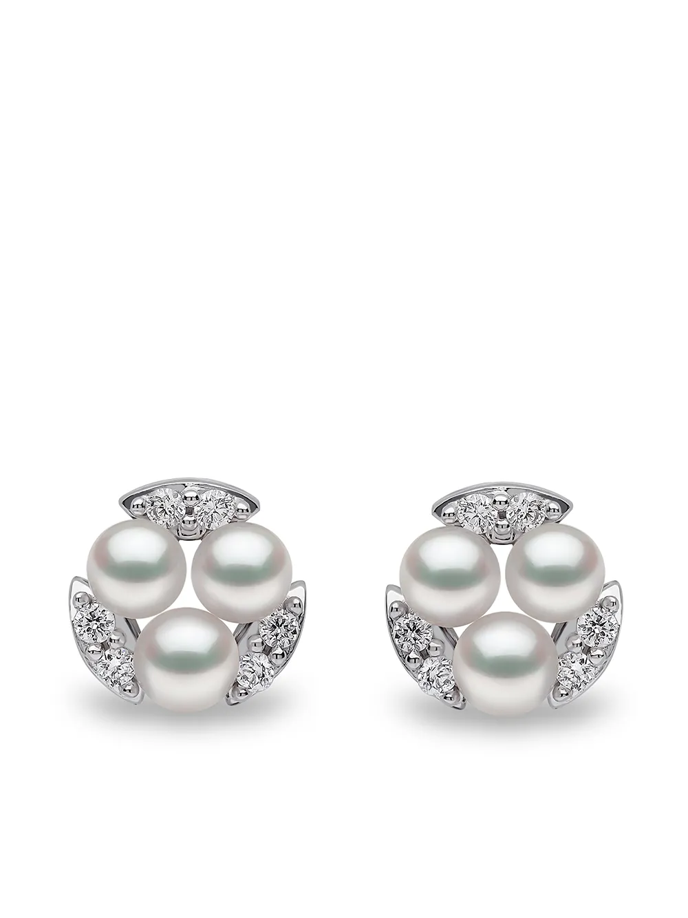 

Серьги-гвоздики Sleek из белого золота с жемчугом и бриллиантами Yoko London, серебяный
