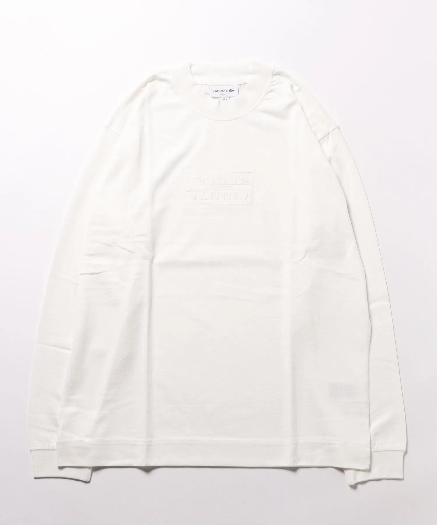 Мужская футболка LACOSTE с длинным рукавом, однотонная, белая
