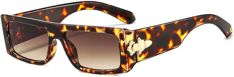 

Модные прямоугольные роскошные женские солнцезащитные очки в винтажном стиле с ярким леопардовым принтом, мужские солнцезащитные очки TYUVIVO, Leopard Tea Gradient