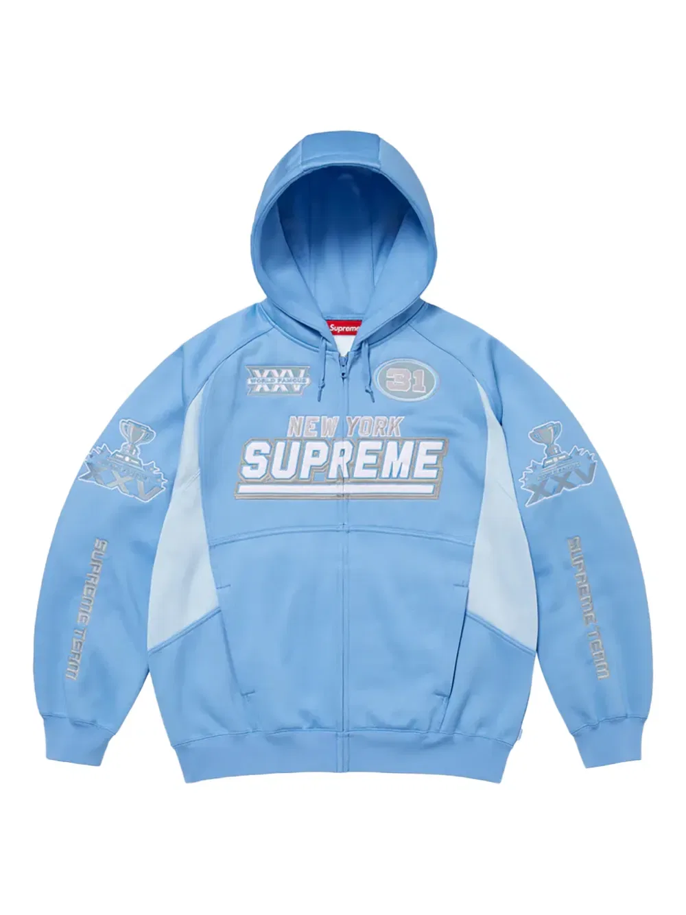 Толстовка с застежкой-молнией в футбольном стиле Supreme, синий