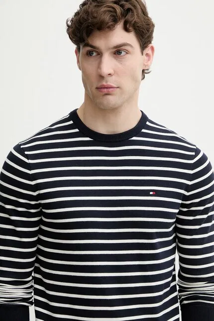 Свитер с характерными полосами модель из коллекции Tommy Hilfiger, синий — фото 4
