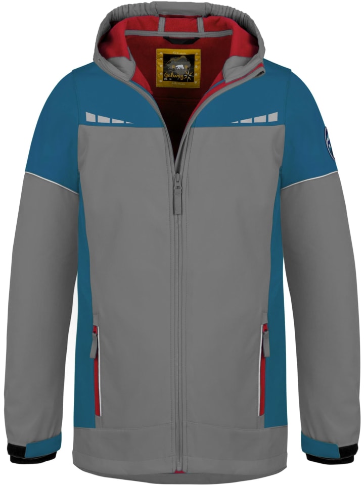 Детская куртка софтшелл Galway серо-синего-красного цвета Normani Outdoor Sports — фото 2