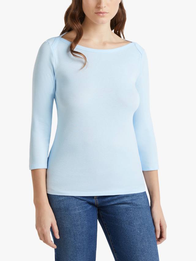 

Топ с вырезом лодочкой и рукавом 3/4 Benetton, цвет Heavenly Blue