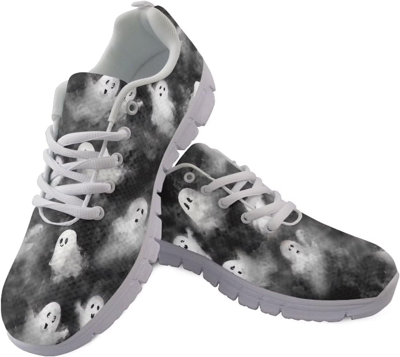 

Крутые мужские кроссовки для Хэллоуина, спортивная обувь для хэллоуинской вечеринки, «Угощение или шалость», декор в стиле ужасов Giftpuzz, белый