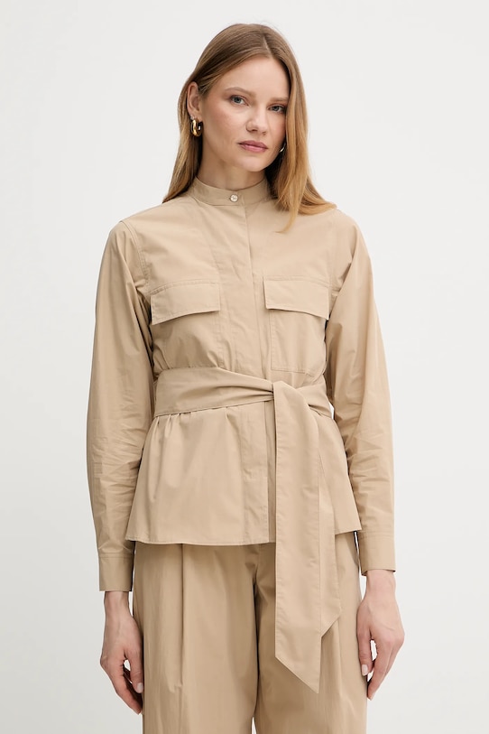 

Хлопковая рубашка-куртка Weekend Max Mara, бежевый