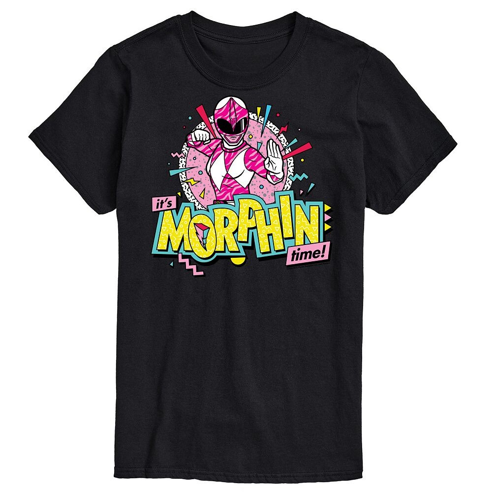 

Мужская розовая футболка с рисунком Power Rangers Morphin Time Licensed Character, черный