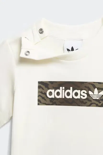Комплект детский из эластичного хлопка Adidas Originals, бежевый — фото 3