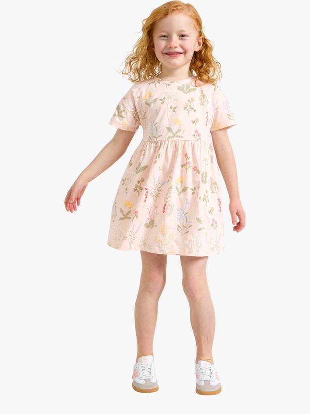 

Детское платье с коротким рукавом из хлопка с цветочным принтом Lindex, Light Pink