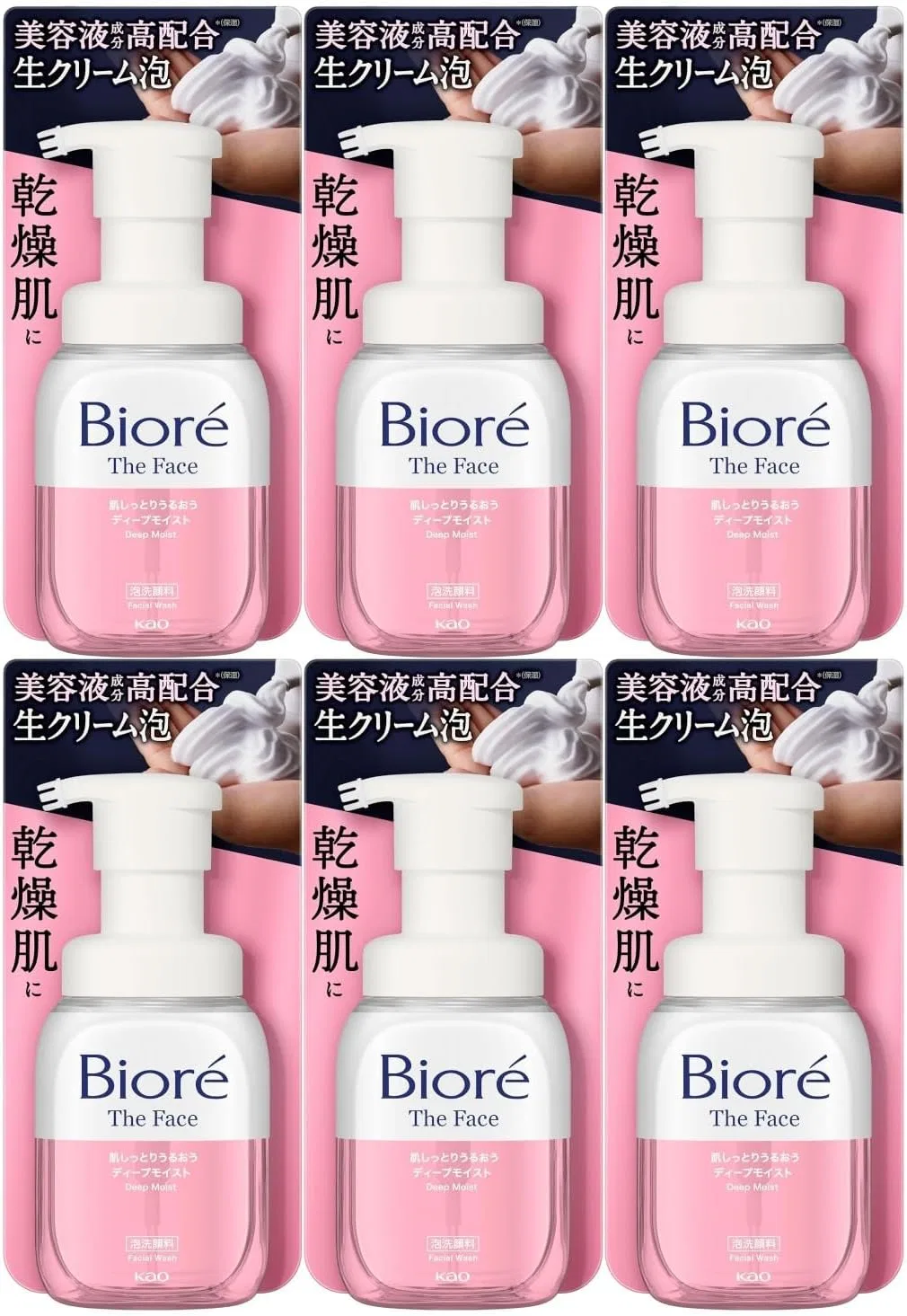 Набор Moruro — Гель для умывания Biore The Face Foaming Facial Cleanser Deep Moist, 200 мл, увлажняющий, набор 6 шт