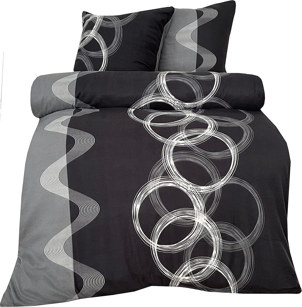

Зимнее постельное белье термофлисовый приятный пушистый мягкий теплый комплект пододеяльников, размер: 2 шт. 155 х 220 см, цвет: круги черный серый leonado vicenti