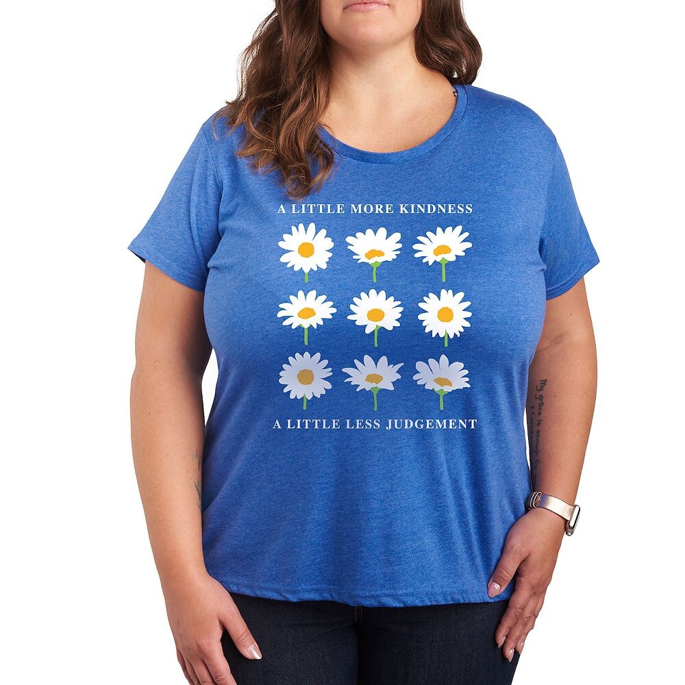 

Футболка с рисунком Plus Daisies A Little More Kindness Licensed Character, цвет Heather Royal Blue