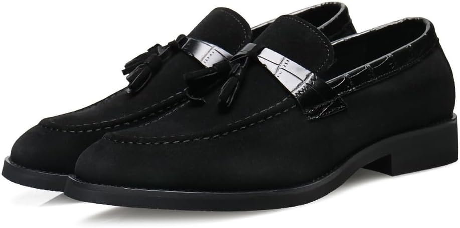 

Мужские лоферы из замши с кисточками - слипоны для деловой одежды, свадьб, офиса, вечеринок и повседневной носки Generic, черный