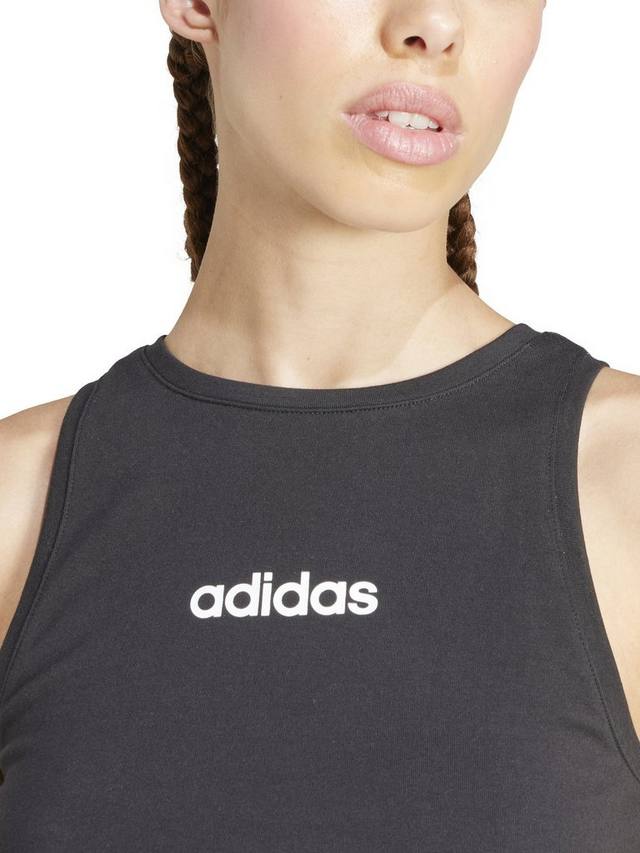 Женская тонкая хлопчатобумажная майка essentials linear adidas, черный/белый — фото 4
