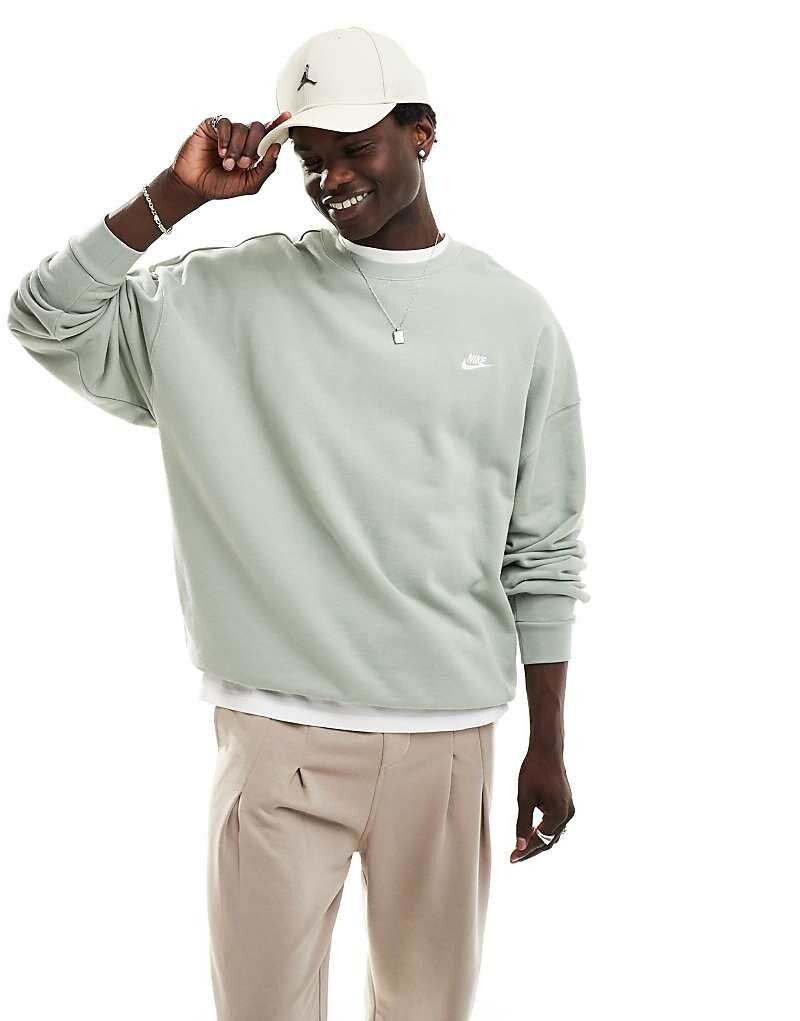 

Оливковая толстовка оверсайз из французской махровой ткани Nike Club