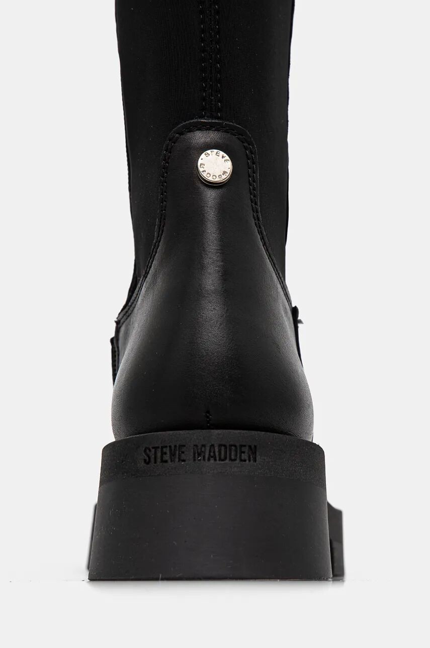 Сапоги женские Steve Madden Meave высокие из натуральной кожи и ткани, черный — фото 4