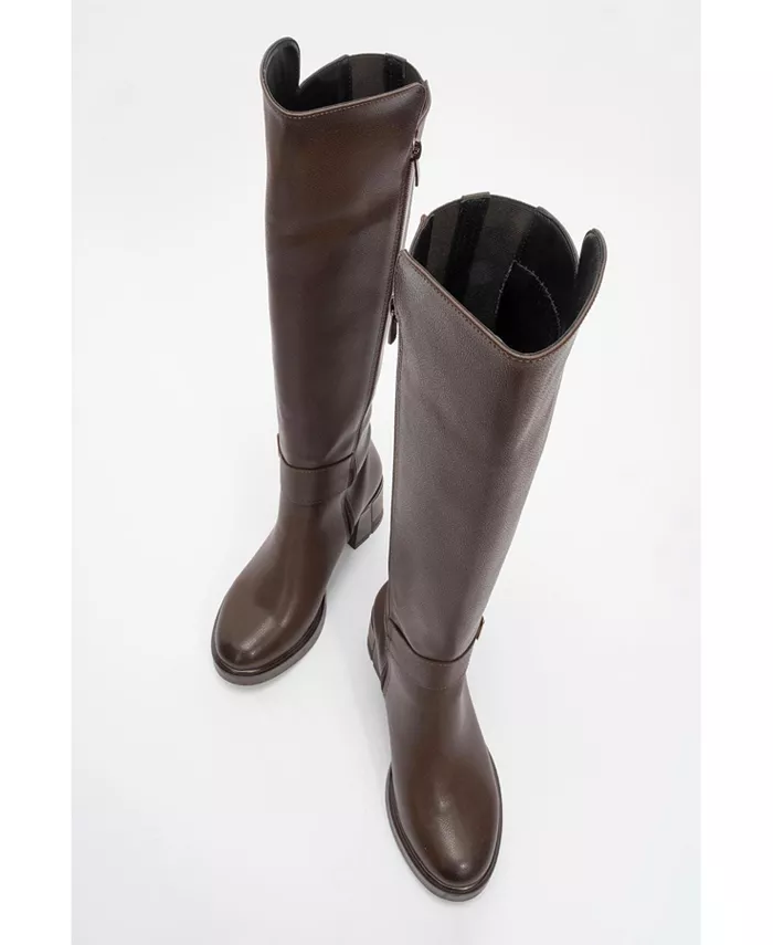 Эластичные сапоги Moreni с пряжкой и блочным каблуком (женские) Prologue Shoes, коричневый — фото 2