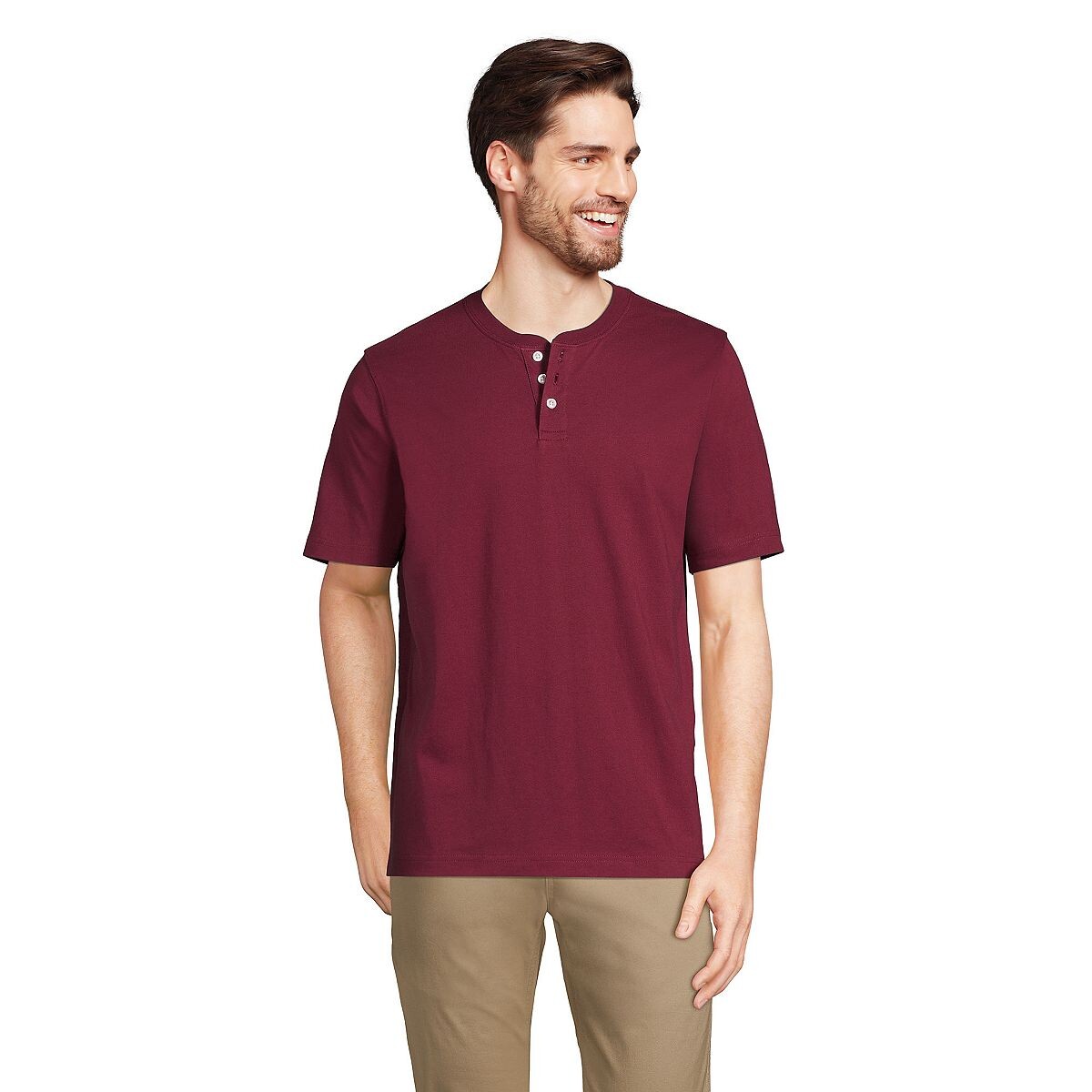 

Мужская футболка Henley Super-T с короткими рукавами Lands' End