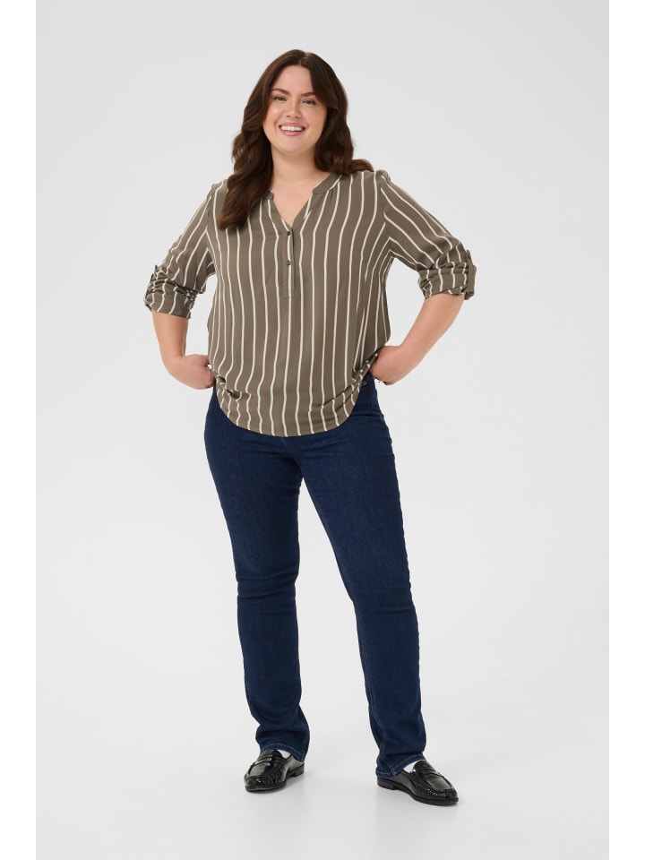 

KAFFE curve Блузка с длинными рукавами KCsida, стандартный крой, расцветка Morel / Chalk Stripe