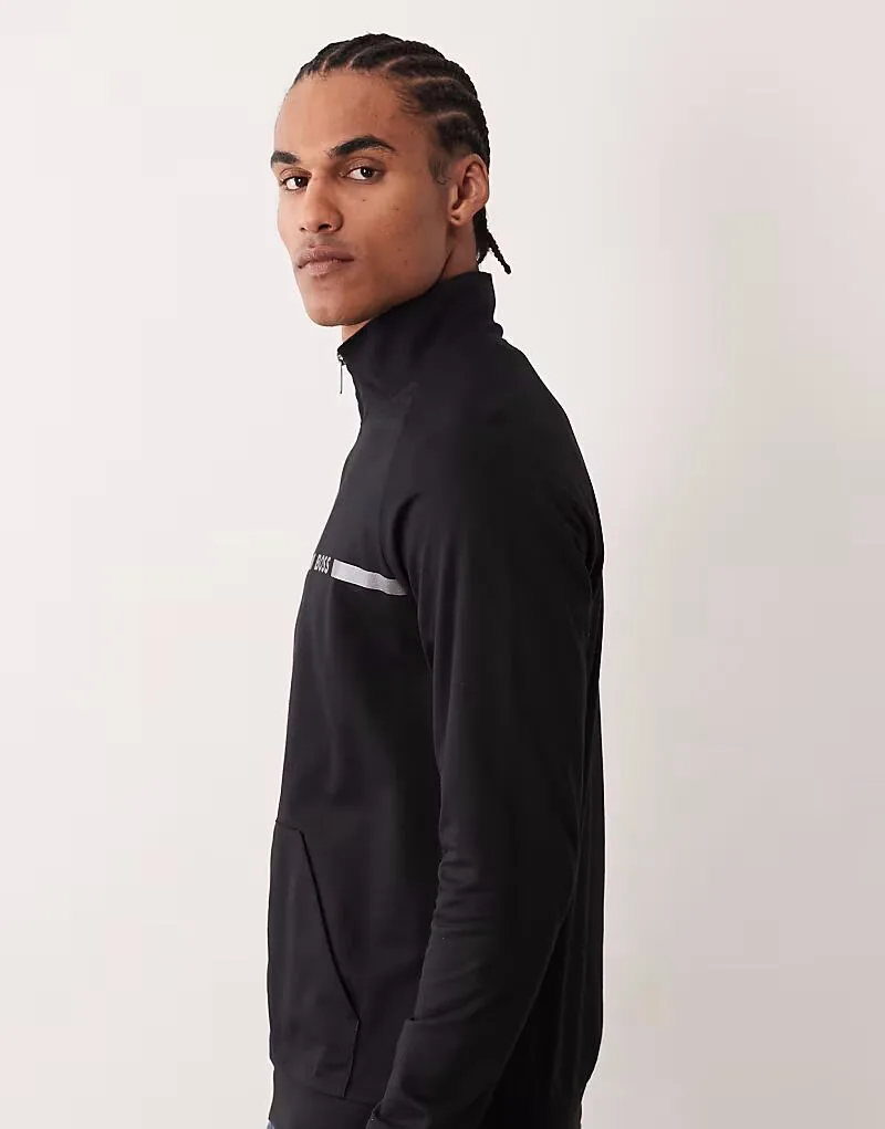 Оригинальная домашняя куртка на молнии от BOSS Bodywear, черная — фото 4