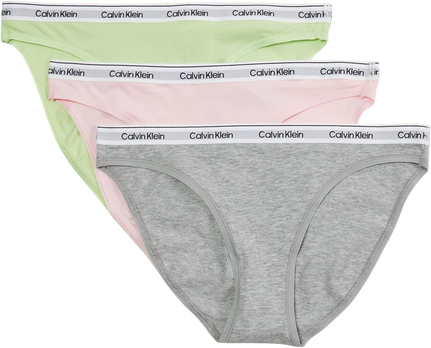 

Комплект из 3 женских купальников-бикини Calvin Klein Modern Logo, Highline Green/Buff Pink/Grey Heather
