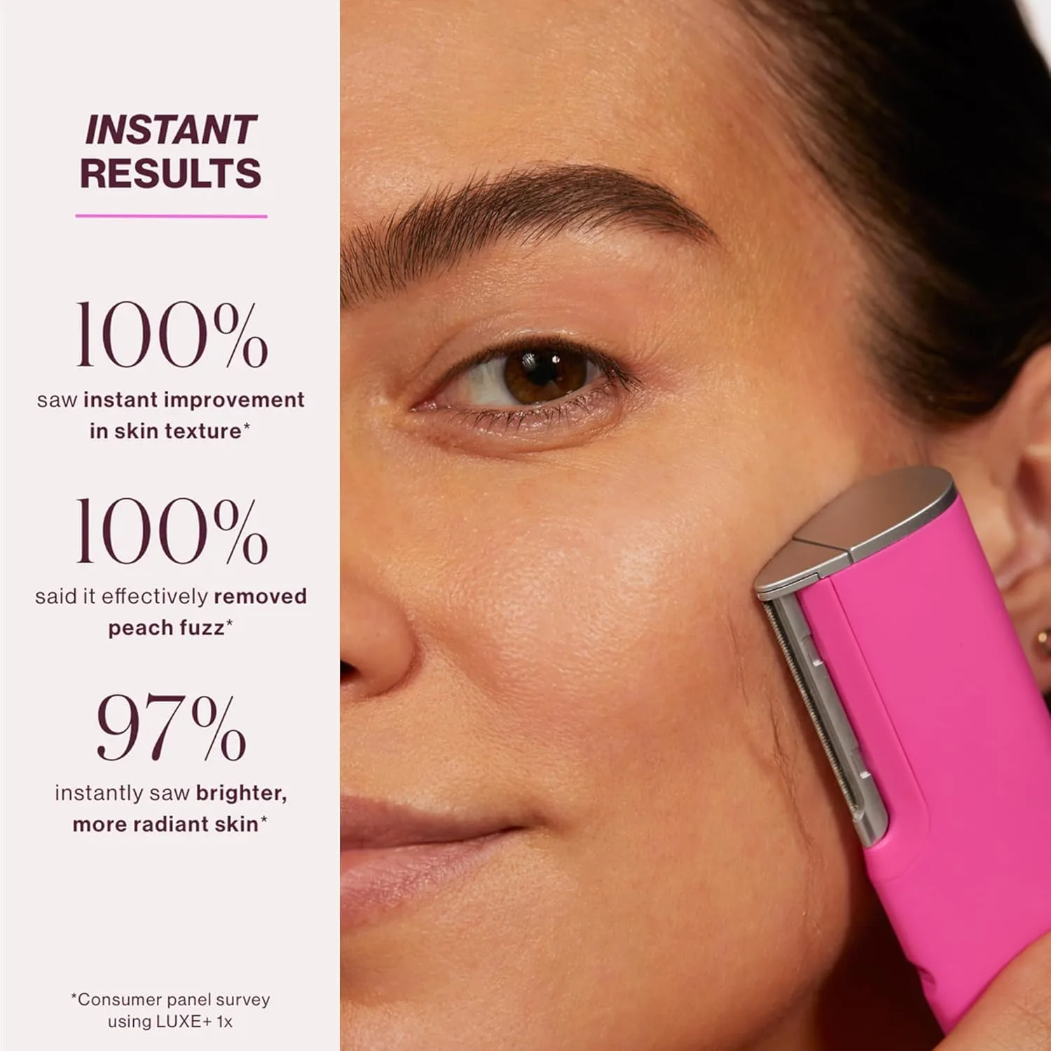 Инструмент для звуковой дермапланинга DERMAFLASH LUXE+ для удаления пушковых волос на лице, омоложения и отшелушивания., Pop Pink — фото 3