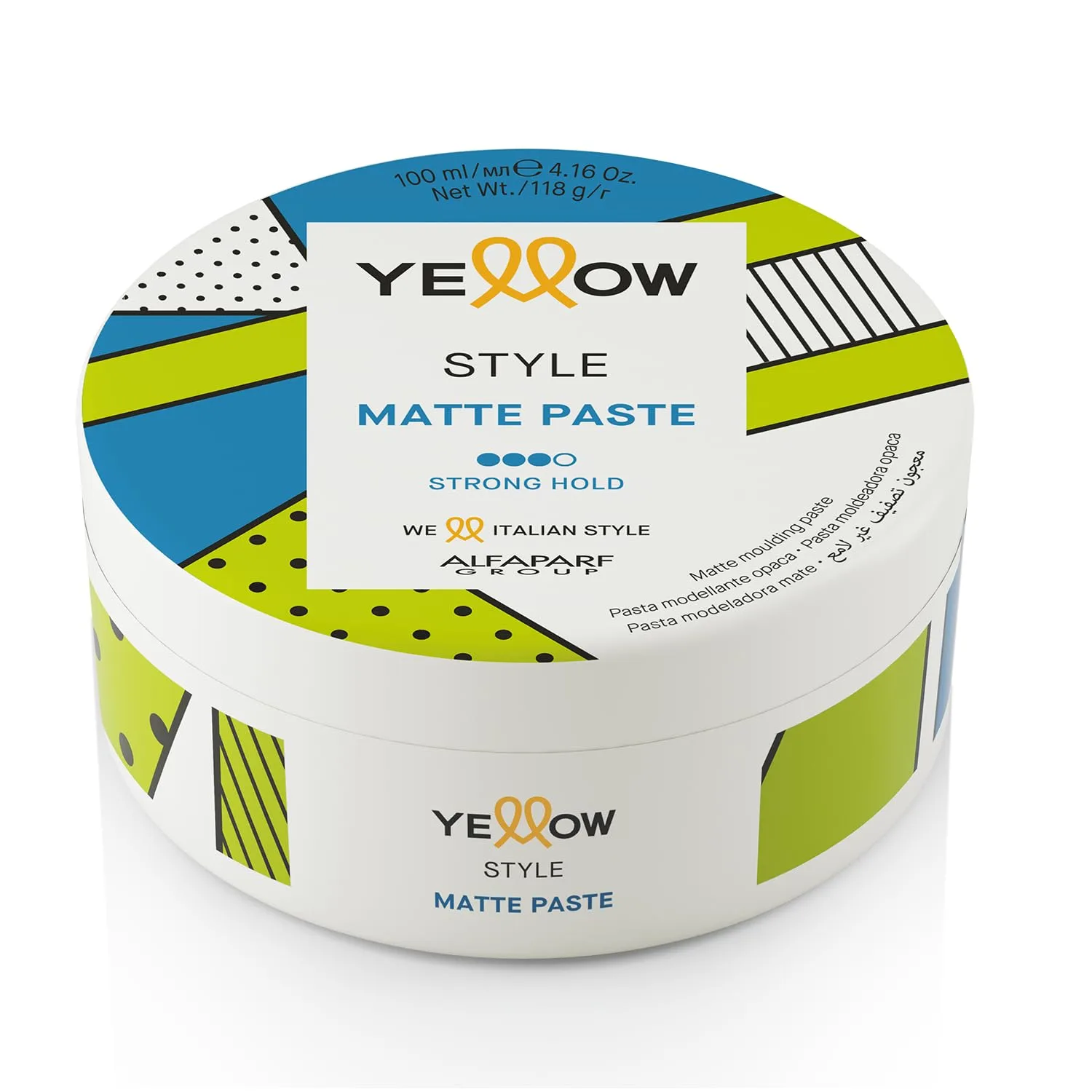 ALFAPARF MILANO Yellow Style паста для волос сильной фиксации с матовым эффектом, для укладки и текстуры, долговечная, сохраняет волосы мягкими и увлажненными, 118 г