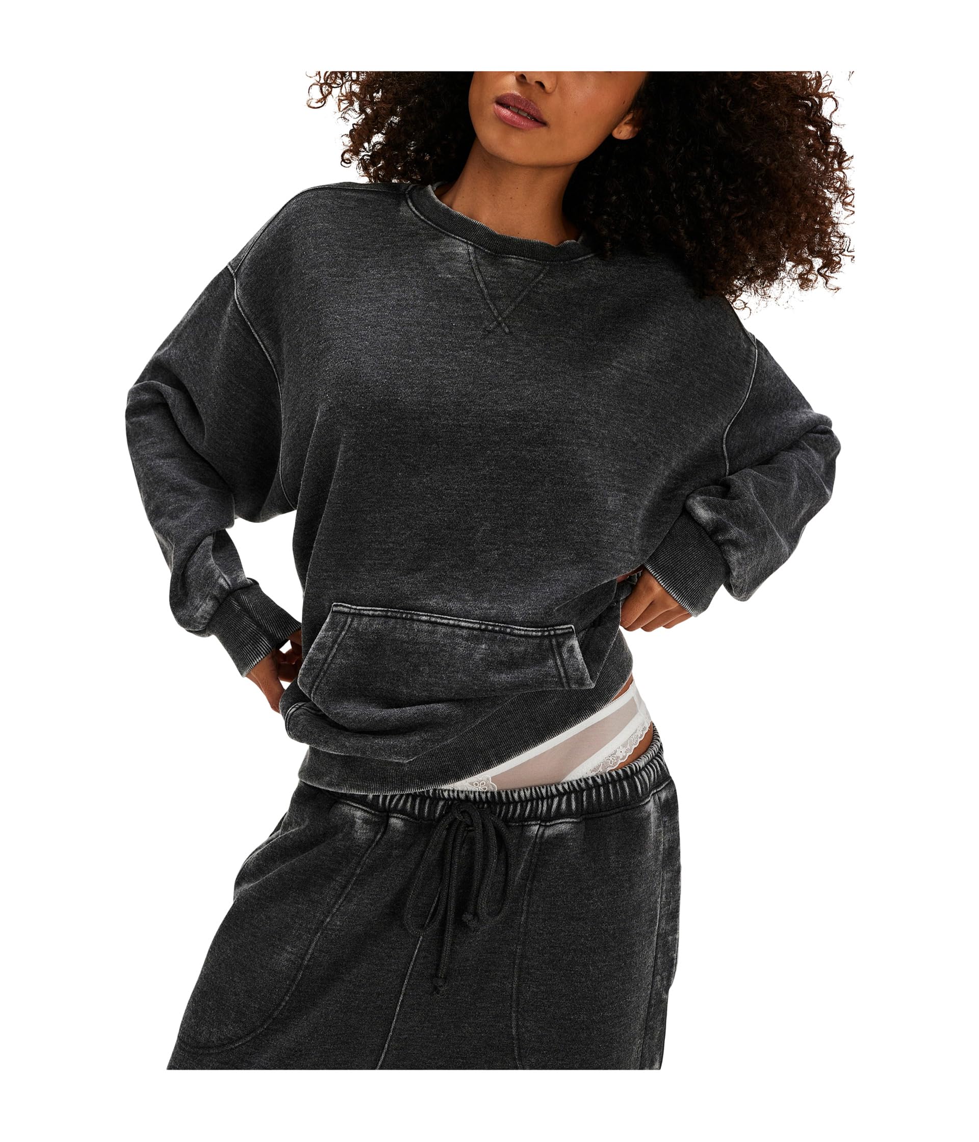 

Пуловер Free People Slow It Down Pullover, черный