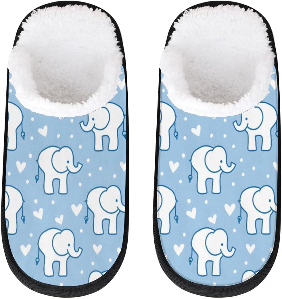 

Тапочки Gublec для женщин и мужчин, уютные с нескользящей подошвой, для дома, теплые плюшевые тапочки для дома, спальни и путешествий, Elephants Love Heart