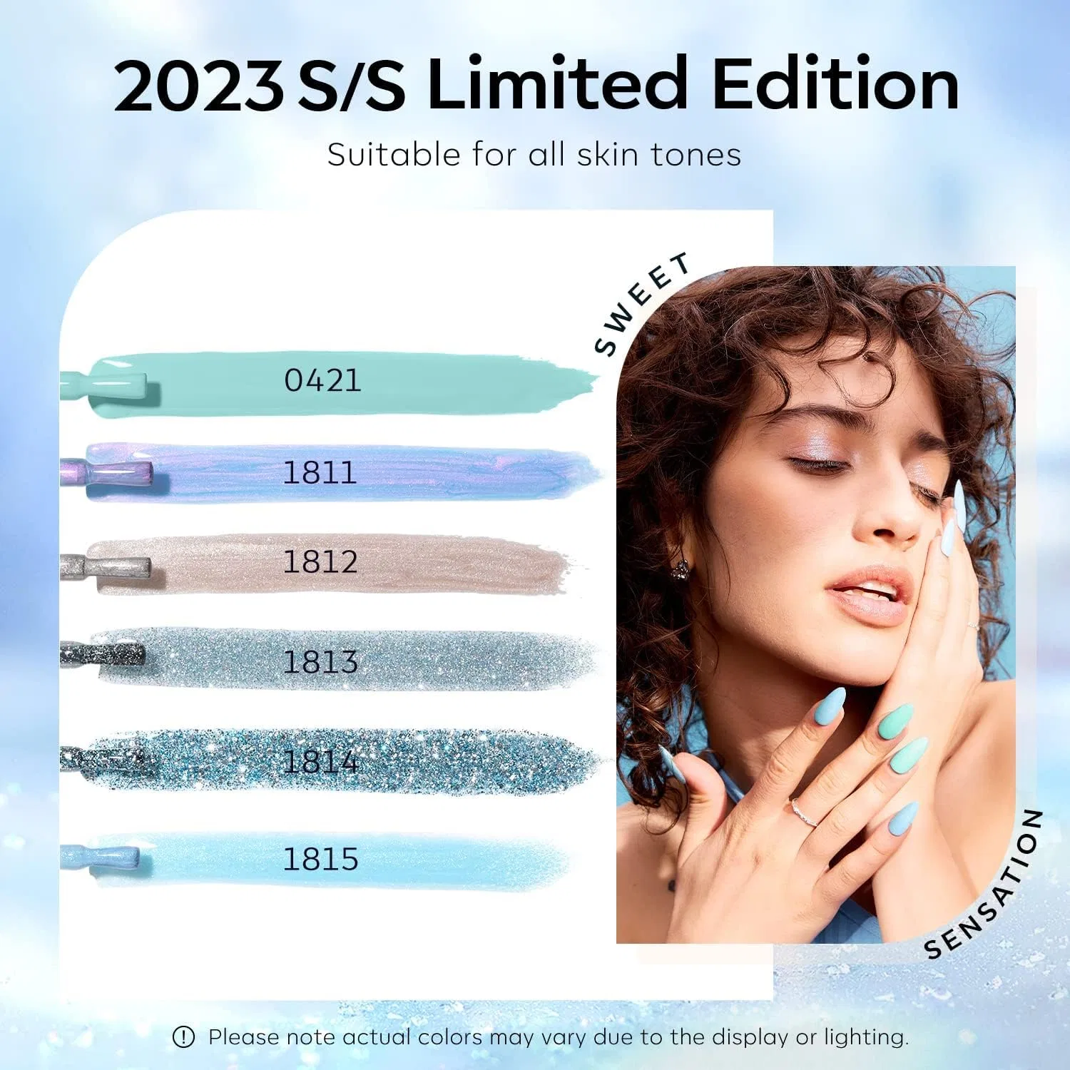 Набор гель-лаков modelones UV Blue Glitter (6 цветов) Modelones, Blue Glitter — фото 2