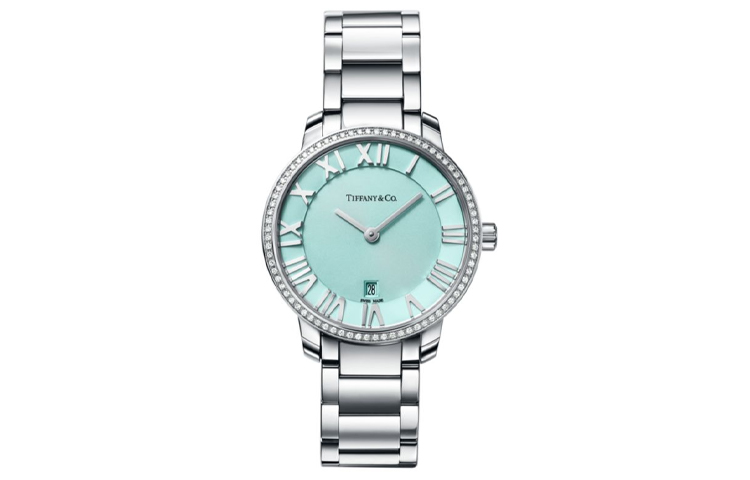 

TIFFANY & CO. Atlas наручные часы кварцевый механизм браслет из нержавеющей стали 31 мм синий циферблат женские часы
