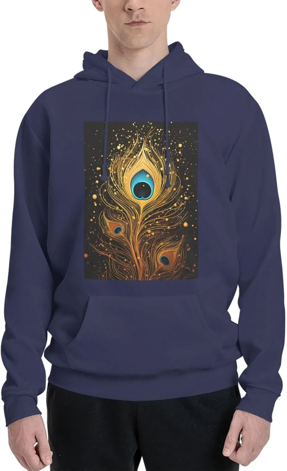 

Мужская флисовая толстовка с капюшоном Peacock Feather Gold Design LKWSCGHM