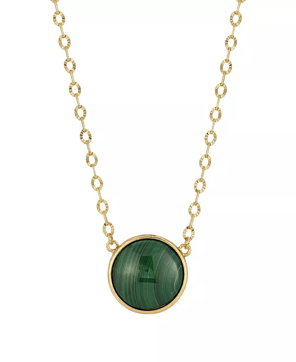 

Ожерелье из малахита золотистого оттенка 2028, green