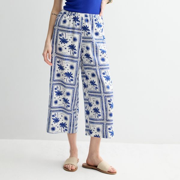 

Укороченные брюки Petite Sonoma Goods For Life, цвет blue palm square