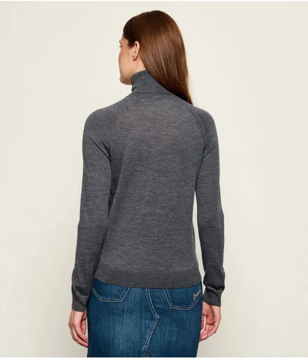 Водолазка из шерсти фризани Slim fit Boss, серый — фото 3