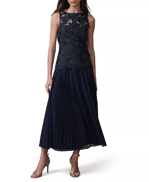 

Женское длинное платье с цветочной аппликацией Mint Velvet, синий