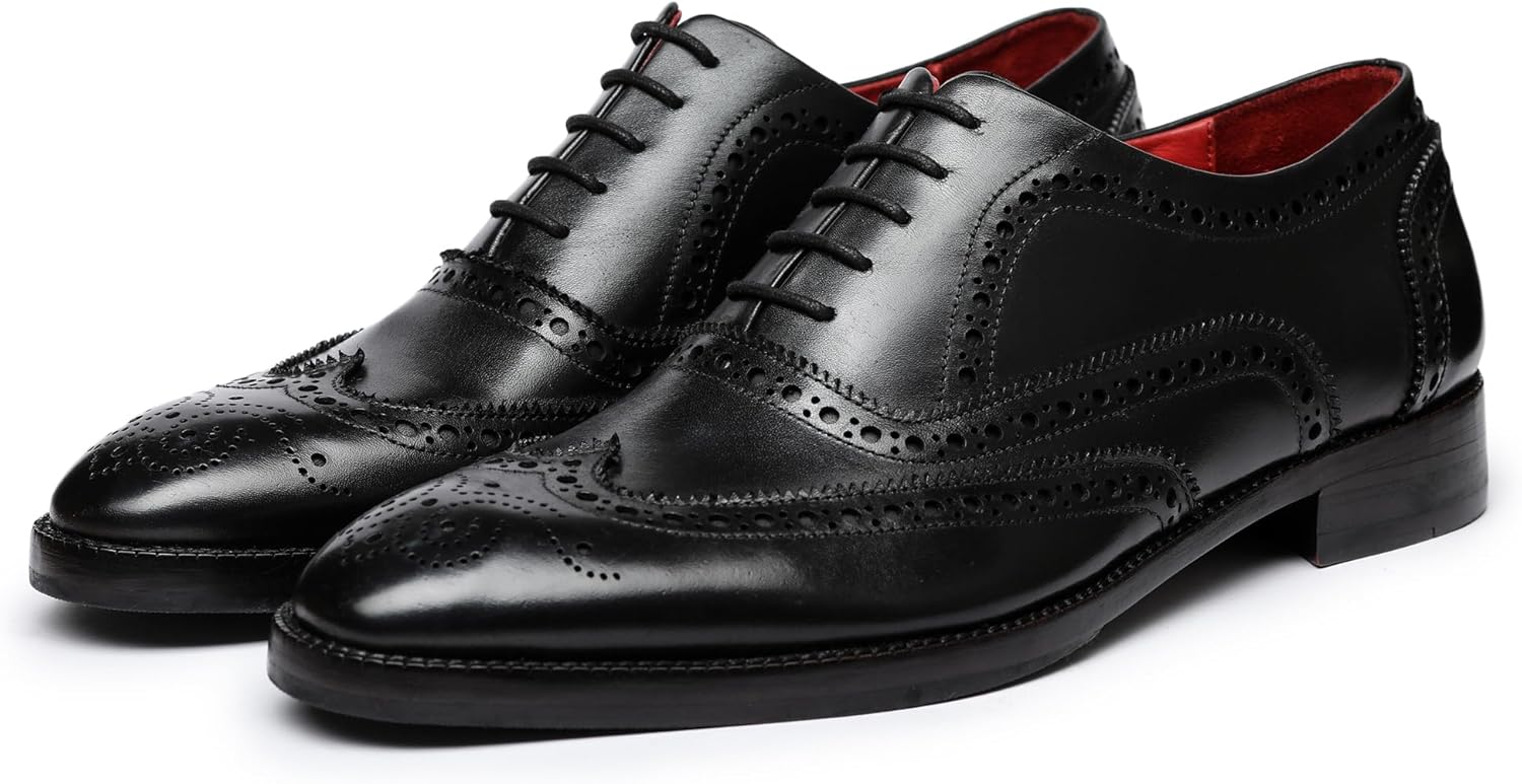 

Мужские туфли оксфорды Lethato Wingtip Brogue ручной работы из натуральной кожи с шнуровкой, черный