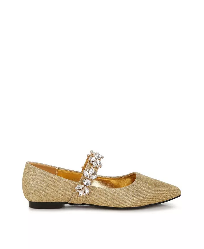 Балетки Flavia Diamante с брошью и блестками Rag & Co, золотой