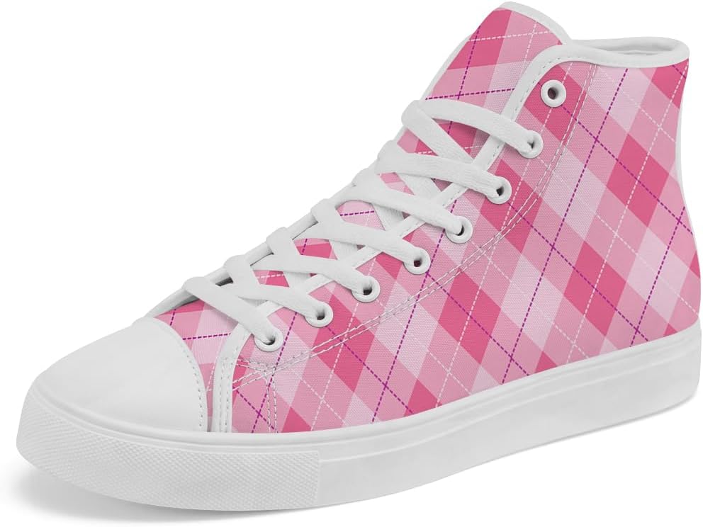 

Кеды Chebing Plaid высокие на шнуровке, повседневная обувь для мужчин и женщин, розовый
