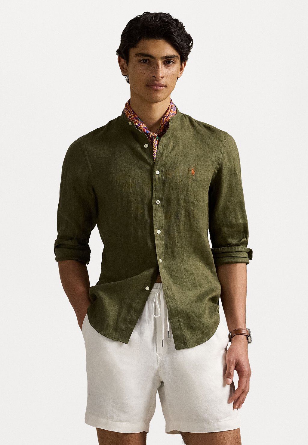 

Рубашка SLIM FIT LINEN SHIRT Polo Ralph Lauren, оливковый