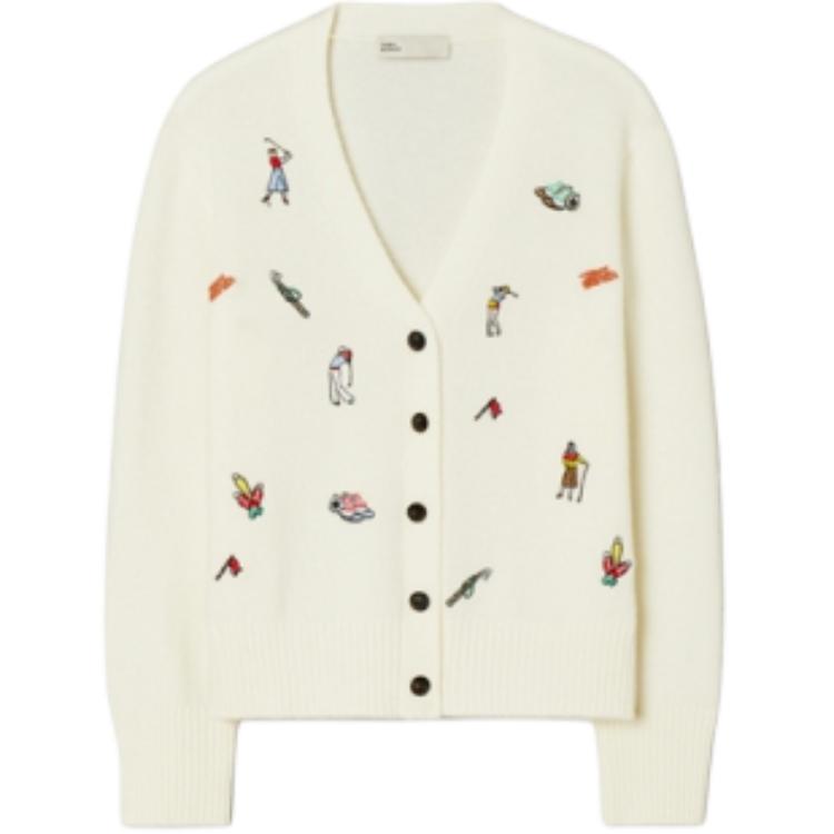 

TORY BURCH Кардиган Unisex Ivory White V-образный вырез Moderate