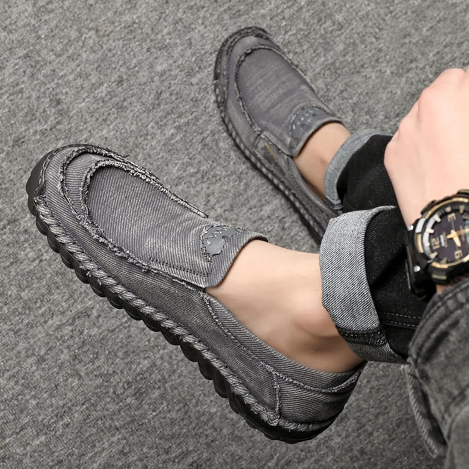 Мужские лоферы с мягкой подошвой, Handmade, серый SywzX&xfybz — фото 3