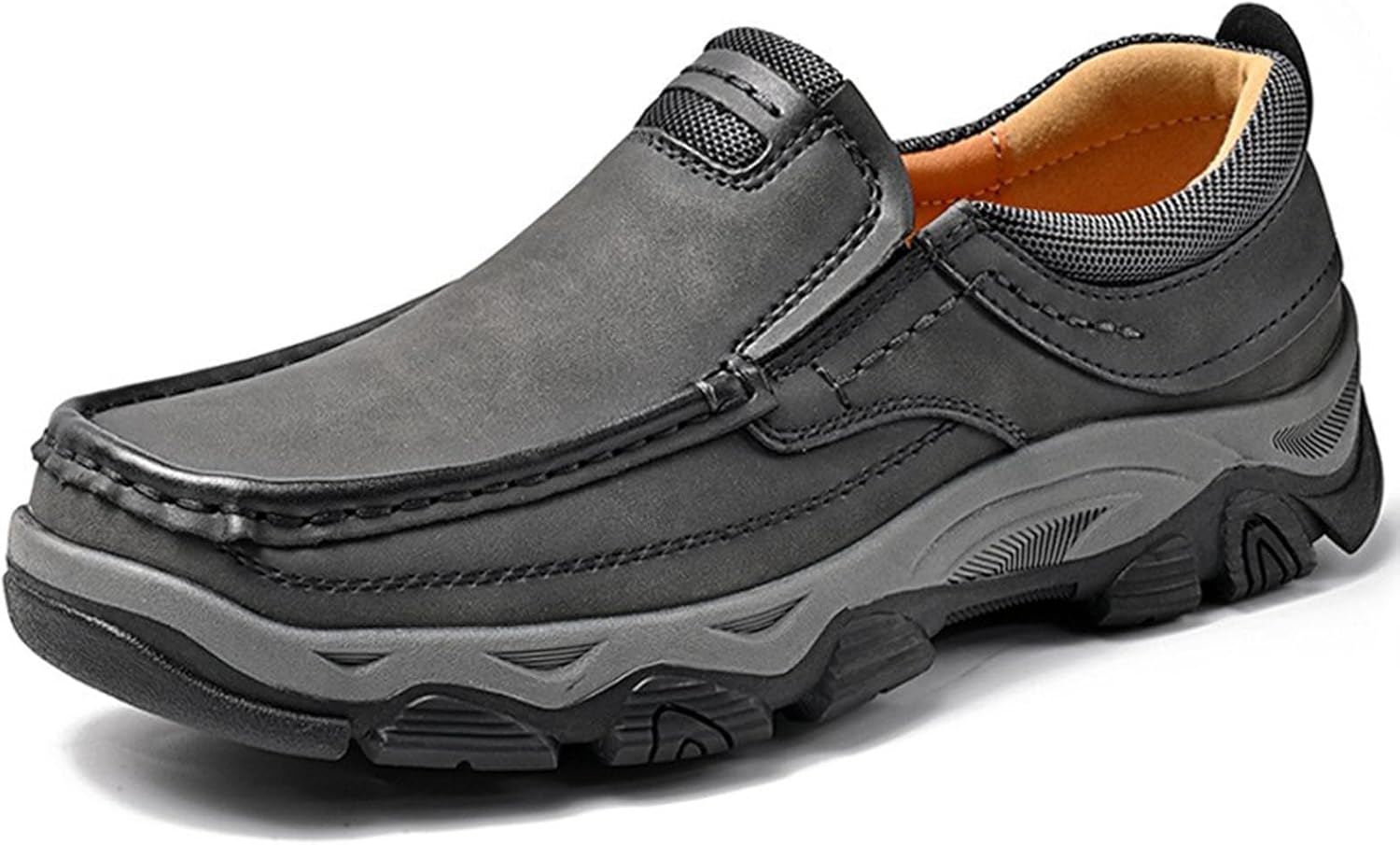 

Мужские кожаные повседневные туфли 2025 года слипоны-лоферы, удобные дышащие прогулочные туфли для работы, деловых встреч, на улице и каждый день Generic, серый